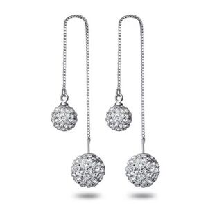 925 Silver Drop Elegant Earrings. Luxury long. Waterdrop Rhinestone earrings
